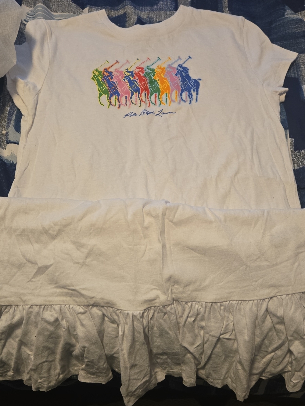 Polo by Ralph Lauren White Dress with Rainbow Polo Pony Graphic